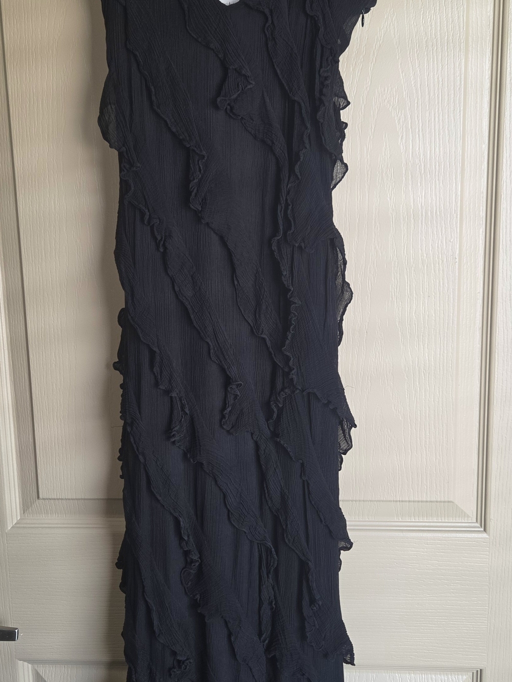 BHLDN Black Ruffled Maxi Skirt